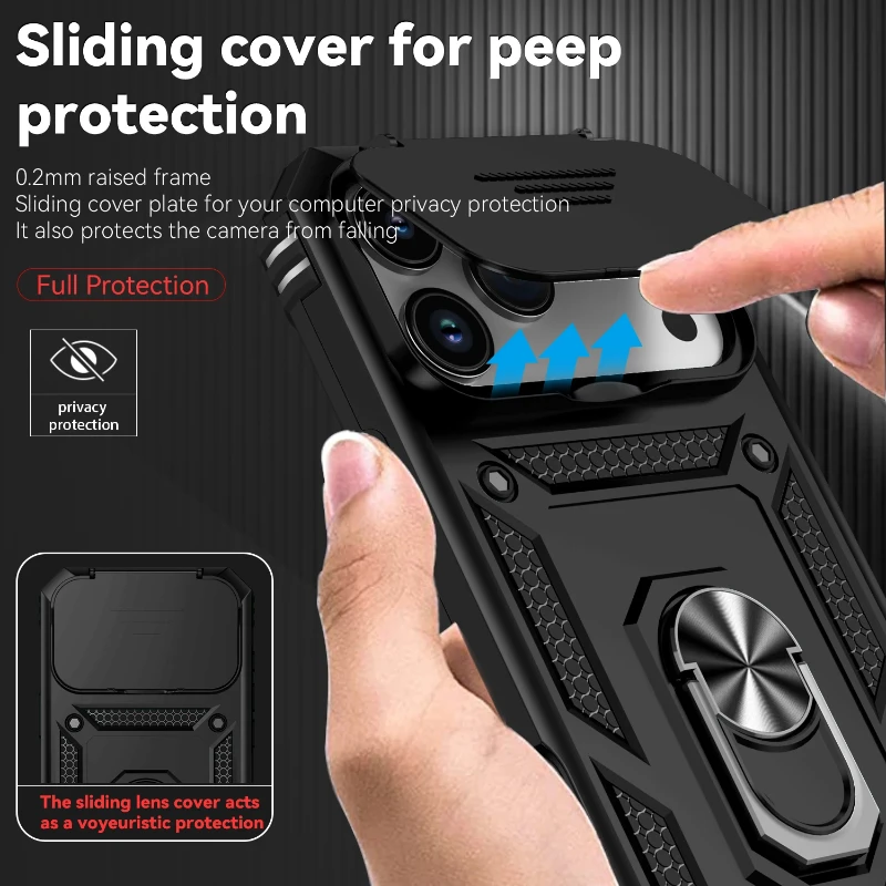 Shockproof Armor Phone Case with Slide Camera Protection and Enhanced Durability