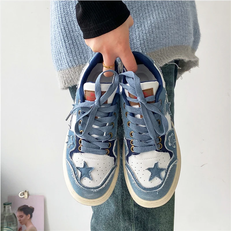 Women Denim Skateboard Shoes Brand Design Thick Sole Star Sneakers Ladies  Fashion Sport Platform Tennis Zapatos De Mujer _ - AliExpress Mobile