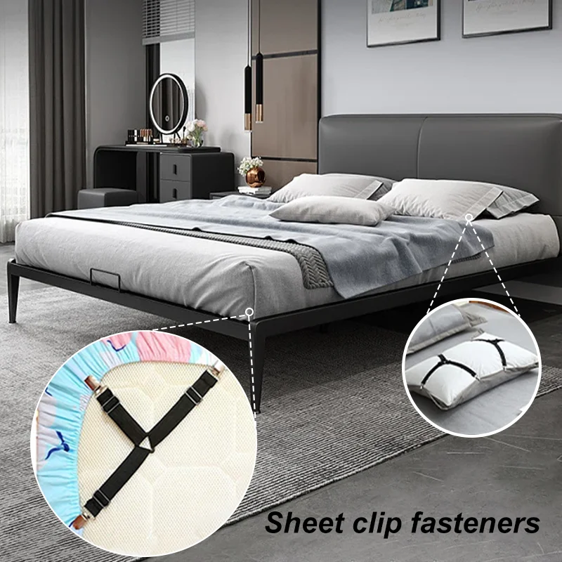 Bed Sheet Holder 4PCS Adjustable Straps Fitted Sheet Elastic Anti Slip Clip Blankets Quilt Holder Organize Gadgets