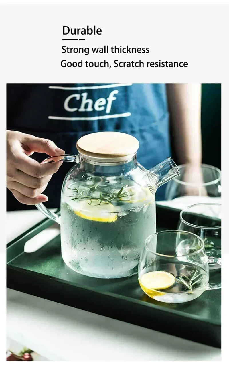 Description Picture 5 of item1.8L Transparent Borosilicate Glass Teapot Heat-Resistant Large Clear Fruits Tea Pot Flower Tea Puer Kettle Cup Office Home Tool