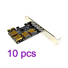 

10pc PCI-E to USB Adapter 4-port PCI-E X1 to USB 3.0 Riser Card Extender 4 PCI-e slot Adapter PCIe Multiplier Card For Minner