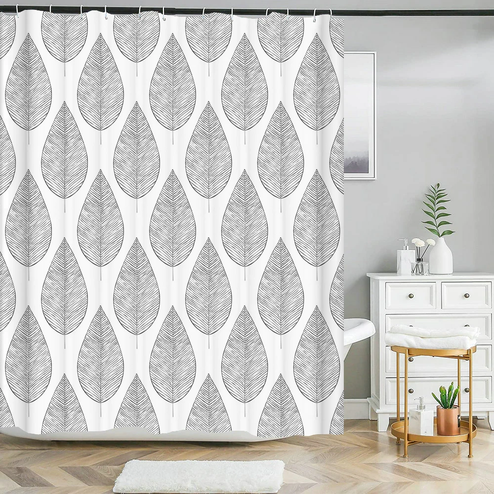 

Stick Figure Leaves Shower Curtain Bathroom Waterproof Polyester Shower Curtain Printing Curtains for Bathroom Shower with Hooks