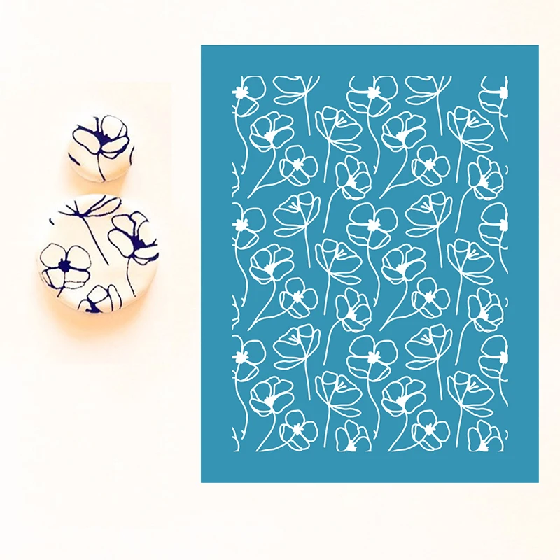 Flower Silk Screen Stencils for Polymer Clay Reusable Silkscreen Print