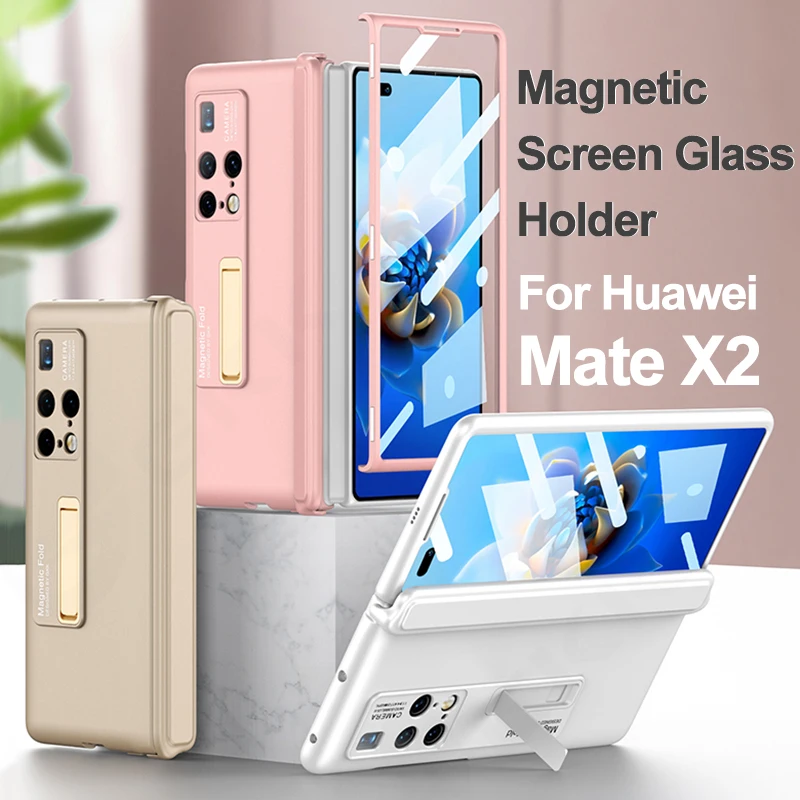 

GKK 360 полностью входящий в комплект чехол с магнитными петлями для Huawei Mate X2, внешний чехол с держателем из закаленного стекла, пластиковый чехол для Huawei Mate X2