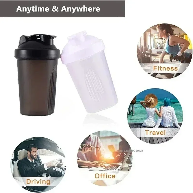 Shaker Bottle 400ML Shaker Bottle with Stainless Ball BPA Free Plastic Protein Shakes Leakproof for Powder Workout Gym Sport