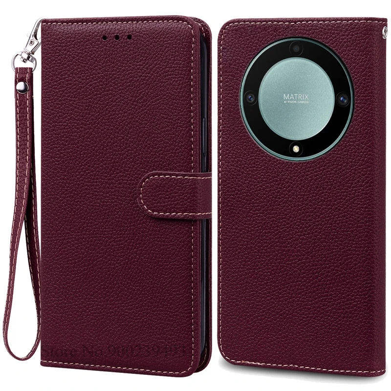 Luxury Leather Flip Wallet Cover for Honor X9A 5G - Premium Silicone Protection