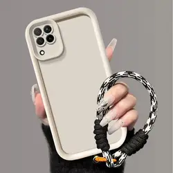 Weaving Lanyard Matte Shockproof Phone Case with Skin Feel Protection for Huawei nova 6 SE (Bzgstyjt white)