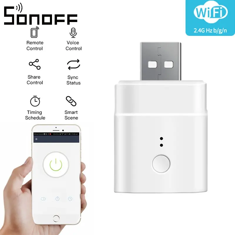 

SONOFF Micro 5V Wireless USB Smart Adaptor Wifi Mini USB Power Adaptor Switch Remote Voice Works eWeLink APP Alexa Google Home