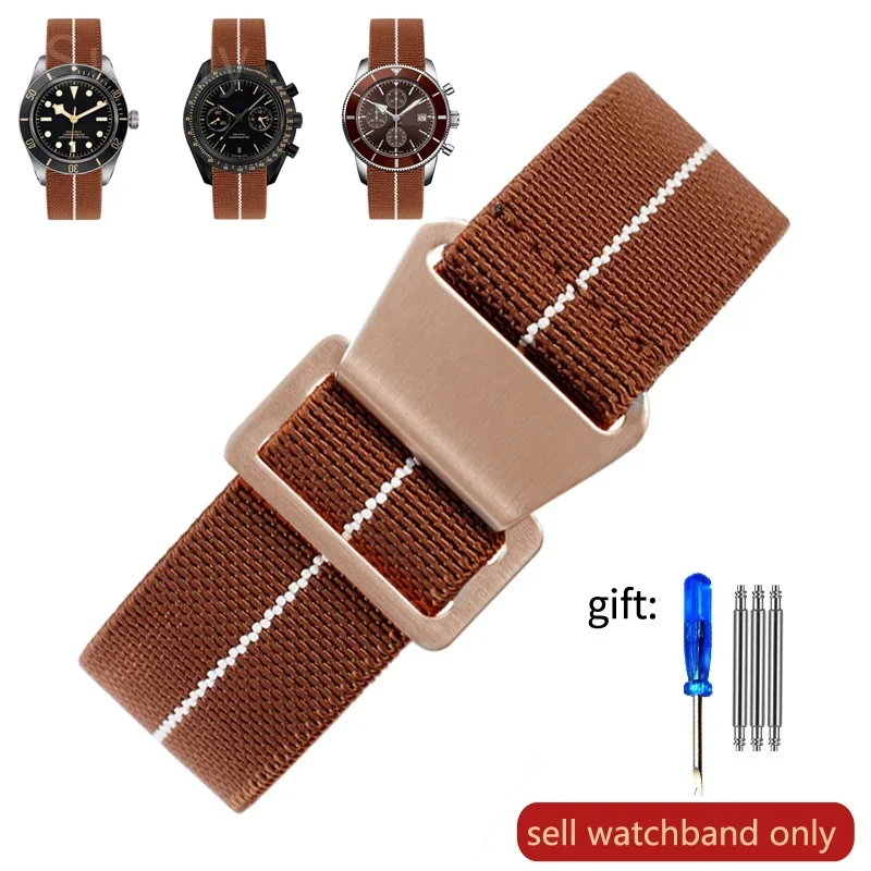 Vintage-Style French Parachute Elastic Nylon Watch Strap – Universal Men's Smartwatch Wristband (Classic 60s Inspired Design)
