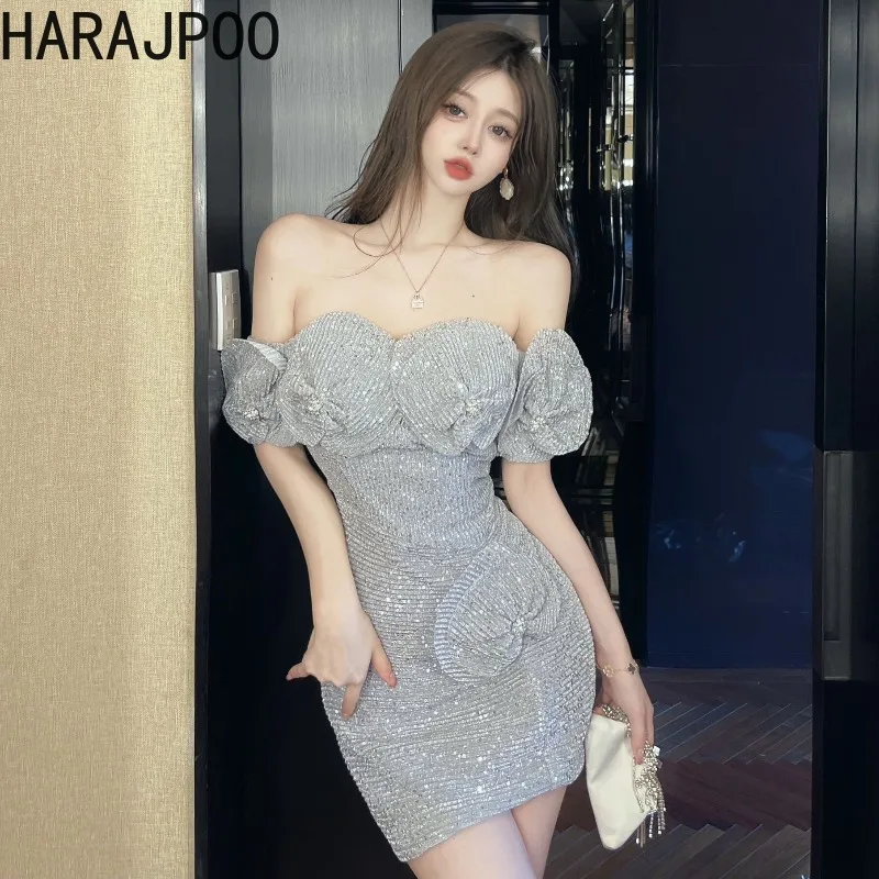 

Эротическое блестящее банкетное платье Harajpoo, Новинка лета, стильное темпераментное приталенное облегающее платье для бедер