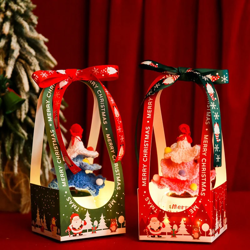 Crochet Christmas Tree Potted Plant Finished Hand Woven Desktop Ornaments 5