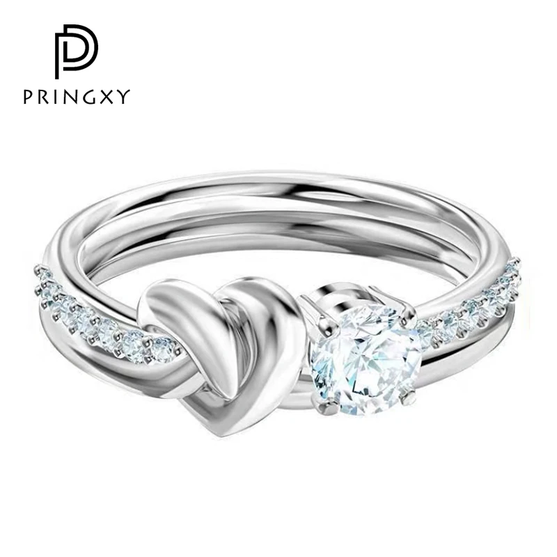 

PRINGXY 1CT Heart Cut Moissanite Diamond Ring Platinum Plated 925 Sterling Silver Wedding Promise Ring for Women Anniversary New
