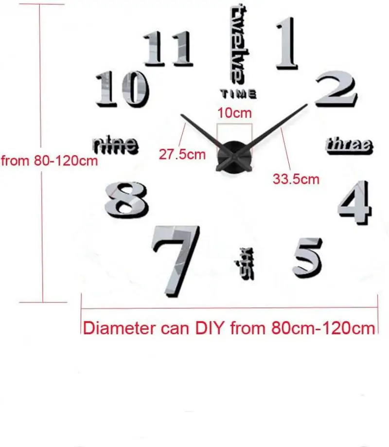 Luminous Wall Clocks Multistyle DIY Acrylic Mirror Wall Stickers for Home Decor