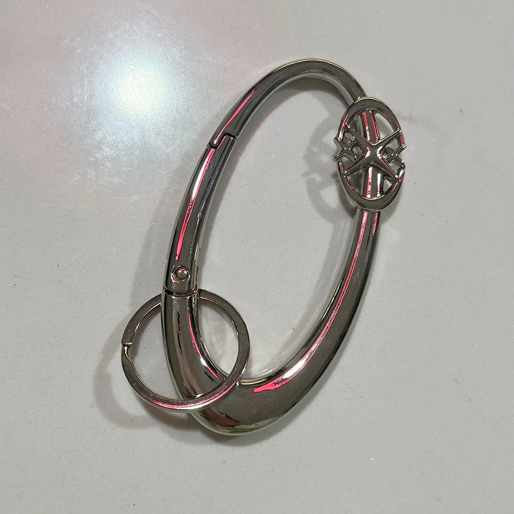 Sleek Blackout Carabiner Keychain with Oval Belt Buckle and Silver Key Ring