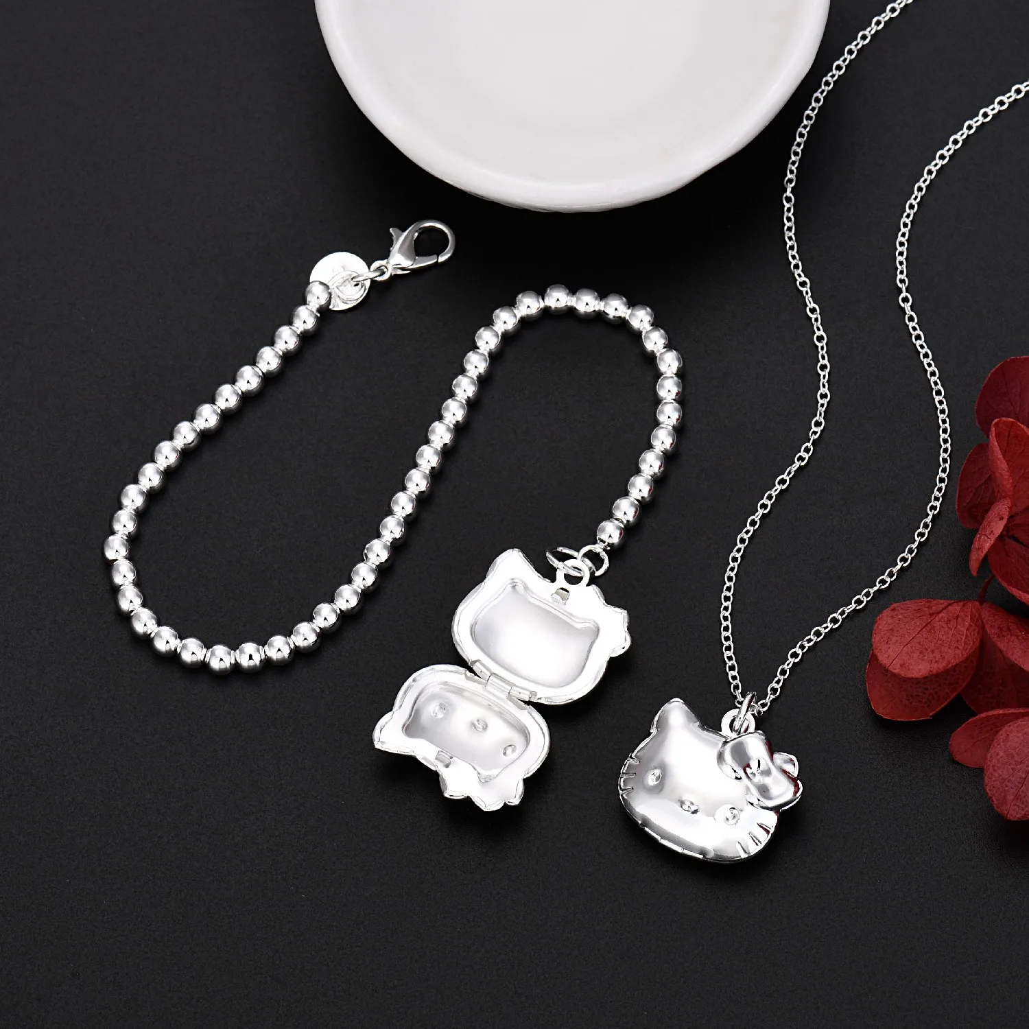 

Новый оригинальный дизайнерский штампованный посеребренный благородный милый Кот ожерелье браслет для женщин комплект ювелирных изделий Модные Искусственные Свадебные подарки