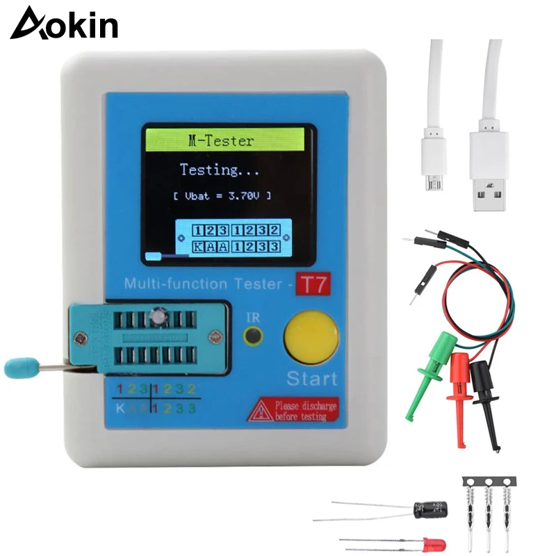 LCR TC1 TC1 LCR T7 Transistor Tester Multimeter Colorful Display TFT