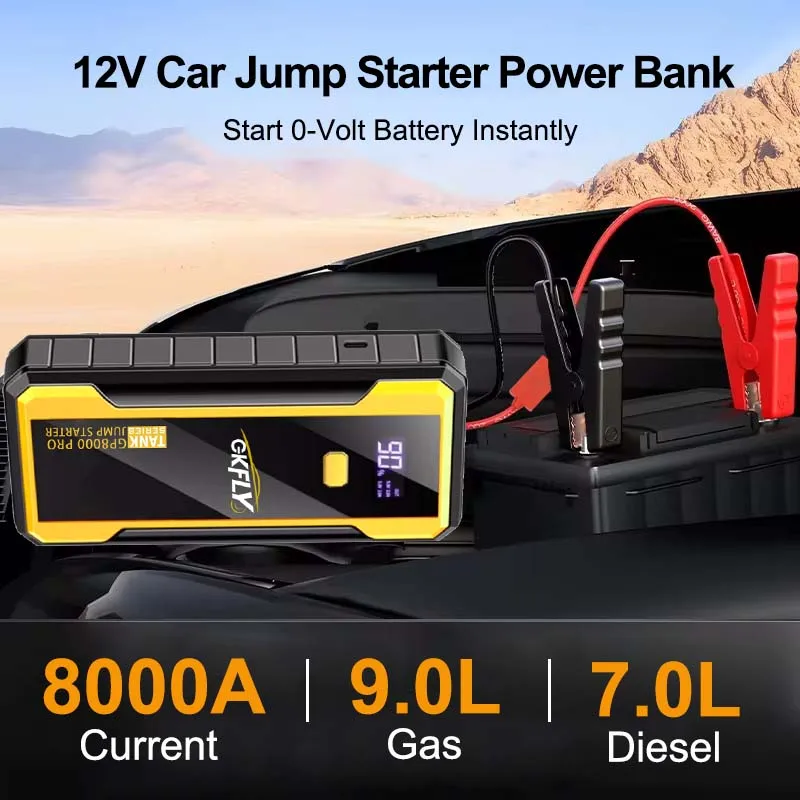 GKFLY 4000A 8000A Car Jump Starter Power Bank Battery Booster Charger 12V Starting Device Petrol Diesel Car Starter Buster — view 4