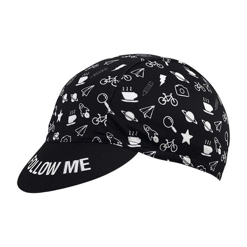 Classic cycling cap, polyester sweat absorption, pop neutral black and white graffiti 2