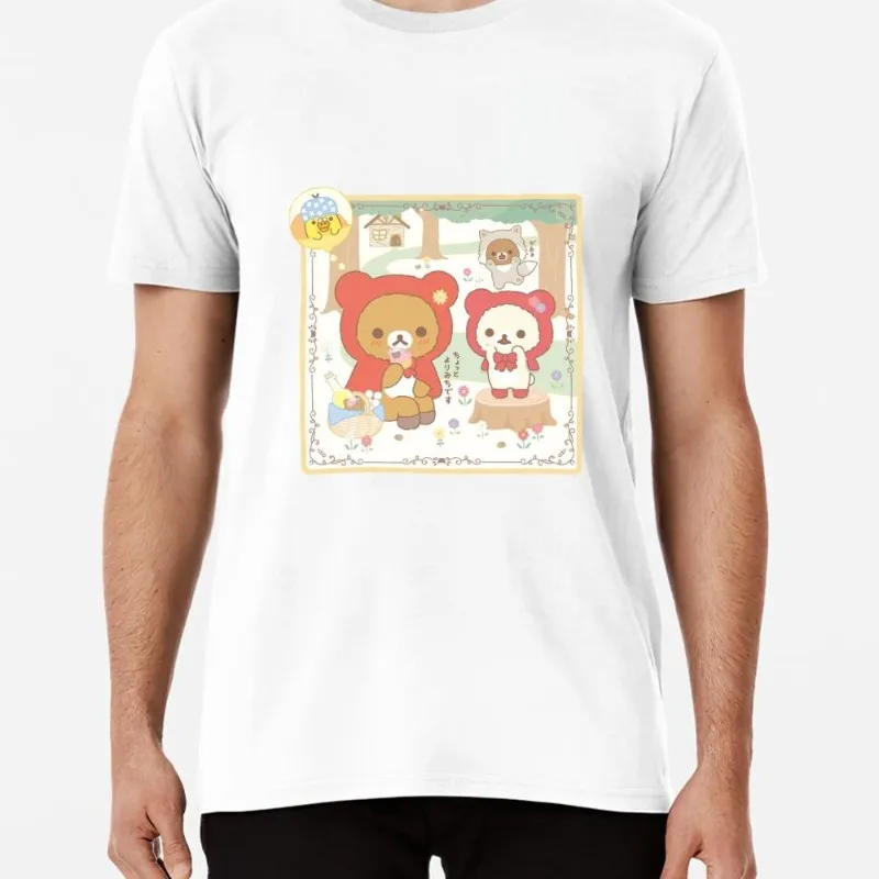 

Футболка Rilakkuma с мультяшным рисунком, женская комбинированная одежда для пары, модная Мужская хлопковая футболка с коротким рукавом и воротником