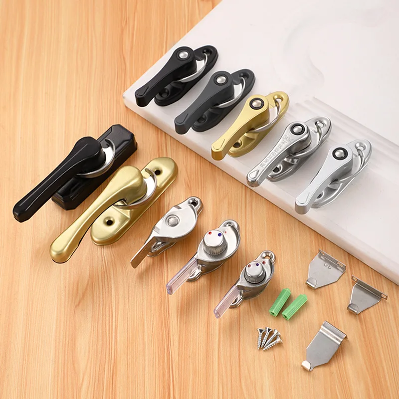 Window Door Locks Stainless Steel Crescent Universal Lock with Hook Door and Window Hook Lock Children's Safety Window Sliding Door Buckle