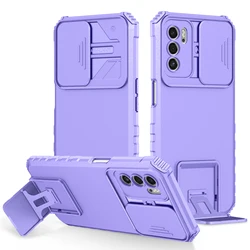 Shockproof Phone Case with Slide Camera Lens Protection and Stand Feature - OPPO A55 (PURPLE)