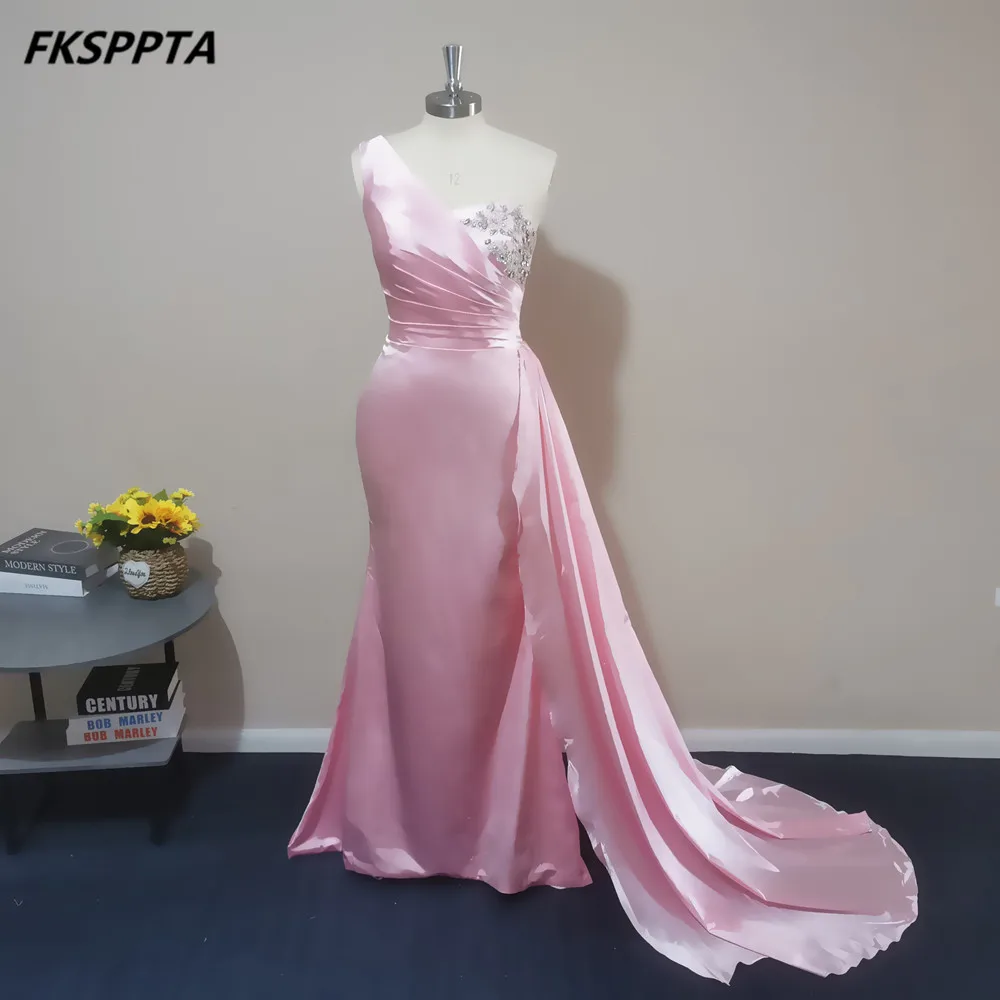 plus size formal dress Burgundy One Shoulder Long Evening Dress Mermaid Backless With Silver Crystals Formal Women Gowns For Wedding Party Wholesale ball gown for women Evening Dresses