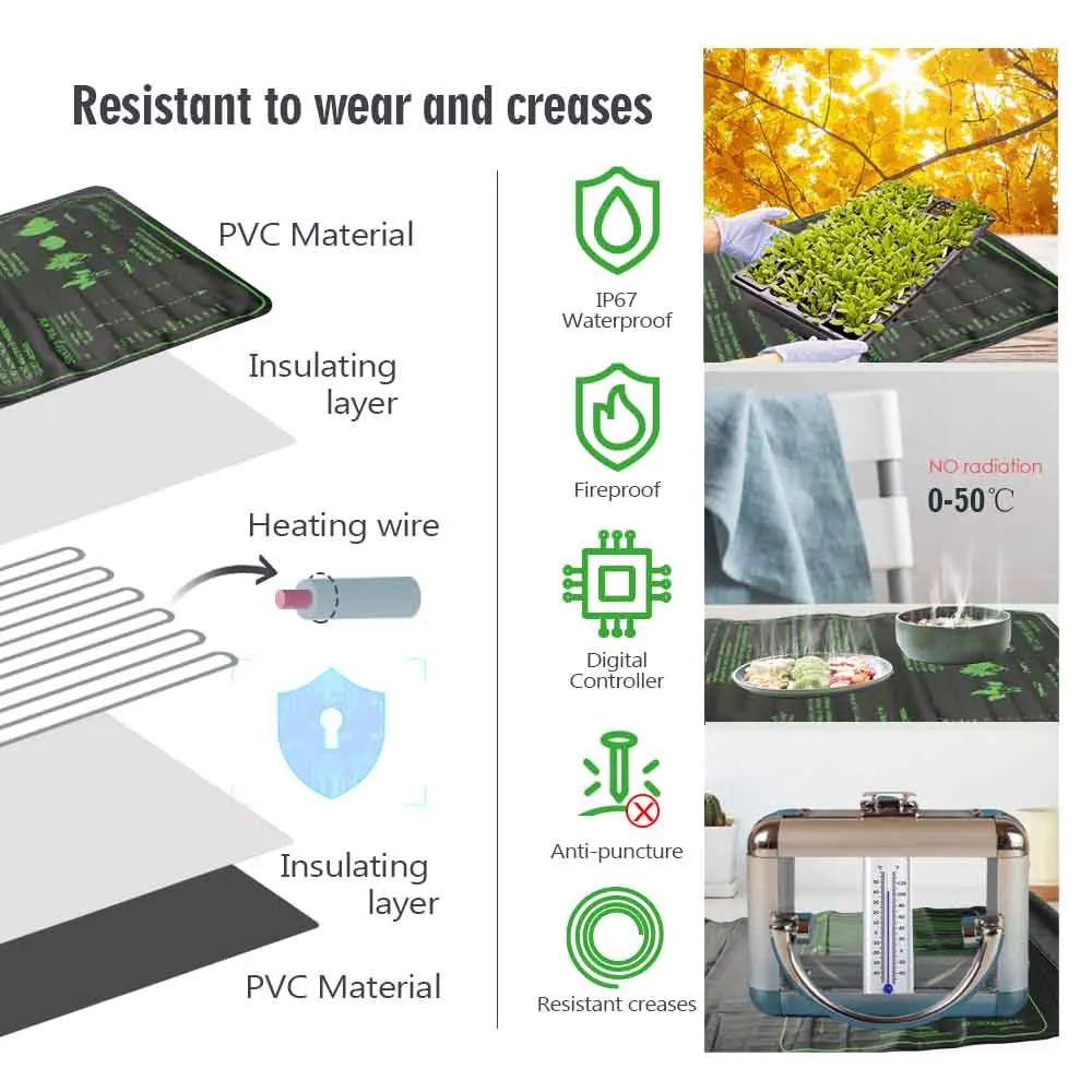 3-size PVC Seedling Thermostat Heating Pad Waterproof Reptile Heat Mat for Greenhouse Indoor Garden Aquarium Terrarium Heaters