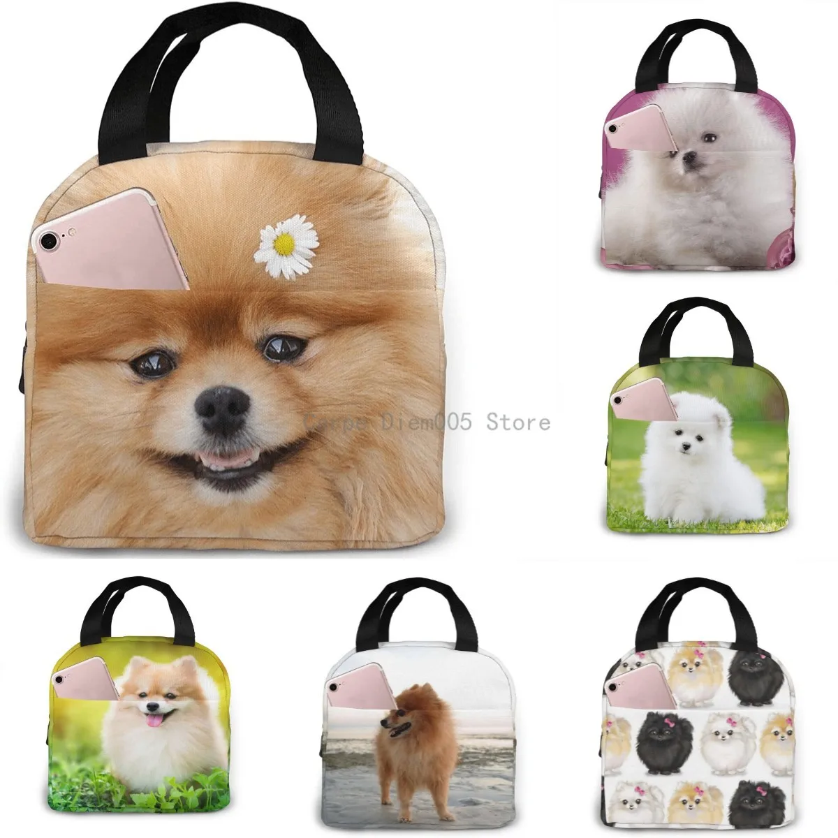 

Pomeranian Dog Insulated Lunch Bag For Reusable Waterproof Cooler Bag Lunch Box For Teens Girls School Travel Picnic