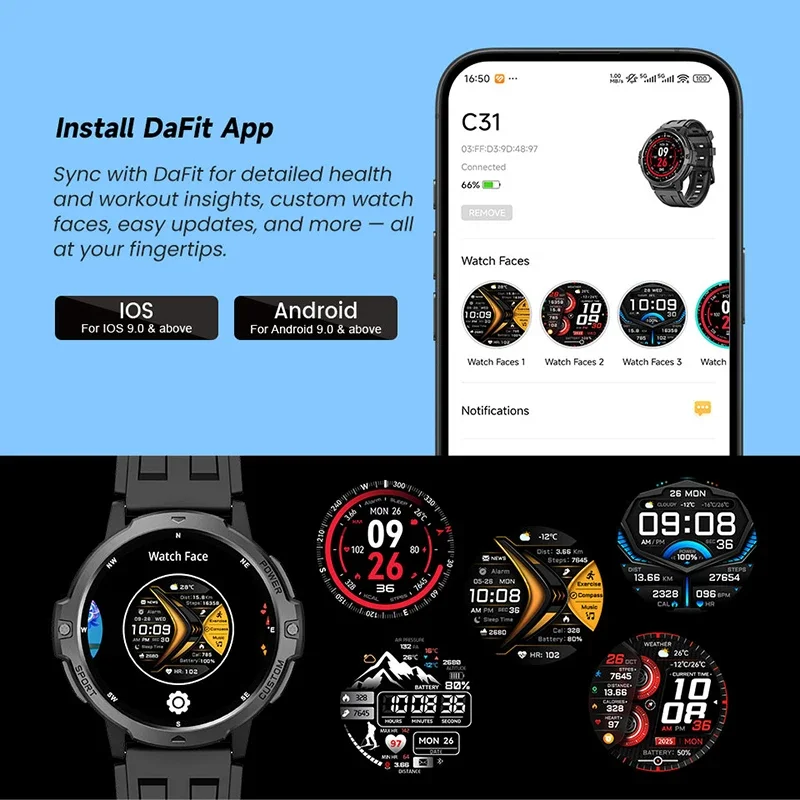 NEW Original Military GPS Smartwatch Fitness Clock 3ATM Waterproof Sports Wrist Smart Watches for Man Woman Luxury 2026 Android