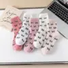 5 Pairs Socks Autumn Winter Pink Mink Fleece Women mid-calf Thick fluffy Comfortable Home Postpartum Bow Sports Ankle Crew 8W266