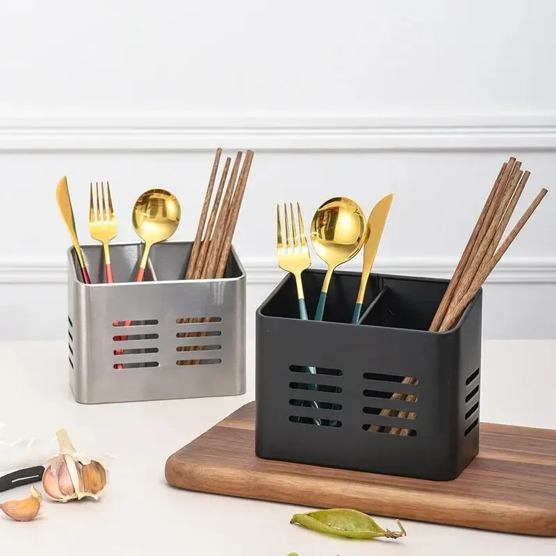 430-Stainless-Steel-Double-Grid-Chopsticks-Holder-Multi-purpose-Spoon ...