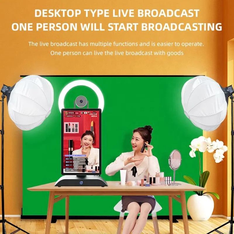 틱톡 라이브 스트림 장비, 탁상 실내 라이브 방송, 인터랙티브 터치 스크린, 라이브 스트리밍 기계 방송, 2K 15.6 인치
