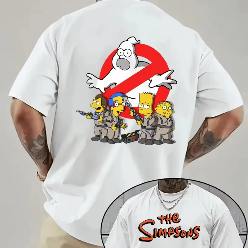 2026 Neues Herren-T-Shirt mit Simpsons Ghostbusters-Grafik, Öko-Material, Rundhalsausschnitt, Kurzarm, Sommer-Freizeit-T-Shirt