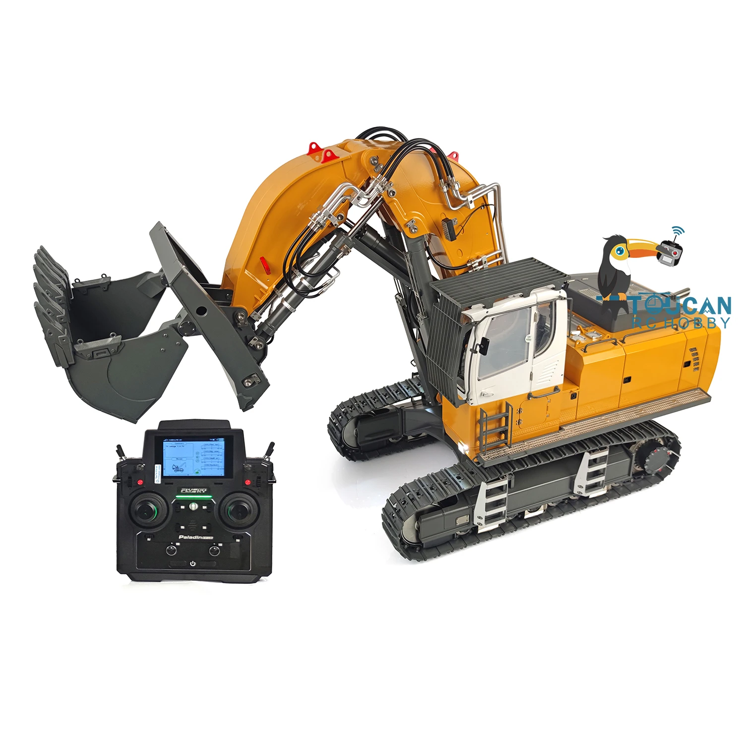 HUINA 1/14 Kabolite nowy K970-200 koparka RC hydrauliczny z przodu, zmontowany żółty malowany Model zabawki na zewnątrz TH19865 5 HUINA 1/14 Kabolite nowy K970-200 koparka RC hydrauliczny z przodu, zmontowany żółty malowany Model zabawki na zewnątrz TH19865 - Image 5