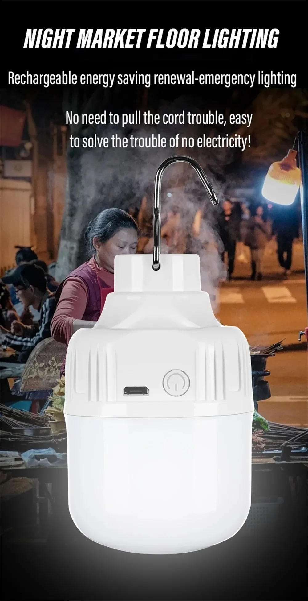 Description Picture 3 of item1-10pcs High Power LED Light Portable Outdoor Lamp USB Rechargeable Emergency Lamp Camping BBQ Lamp Search Light Emergency Bulb