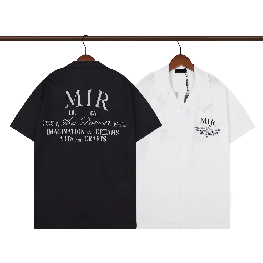 2024 Summer Fashion Brand  Letter Printed Pattern CampCollar Short Sleeved Shirt for Men Hawaiian Beach Silk Shirts Men Shirt