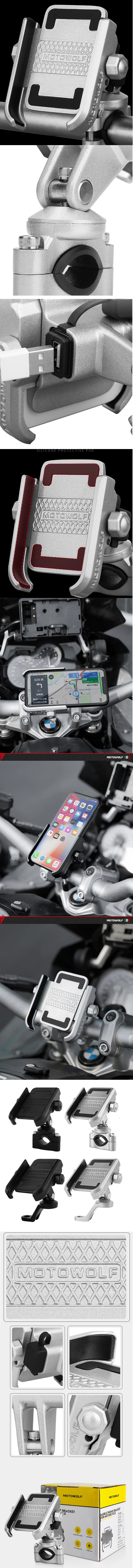Supporto telefono per moto montato sullo specchietto retrovisore