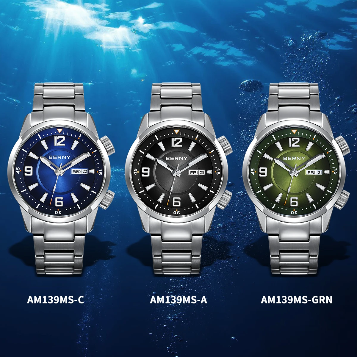 Reloj BERNY Diver para hombre, reloj de pulsera automático con