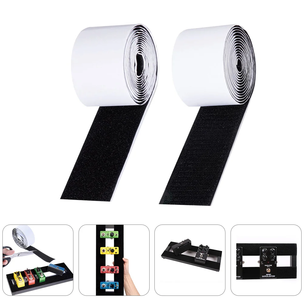 

2 Rolls Guitar Tape Adhesive Electric Guitar Effect Fastener Pedal Sticker for Musical Instrument Tools ( Black )