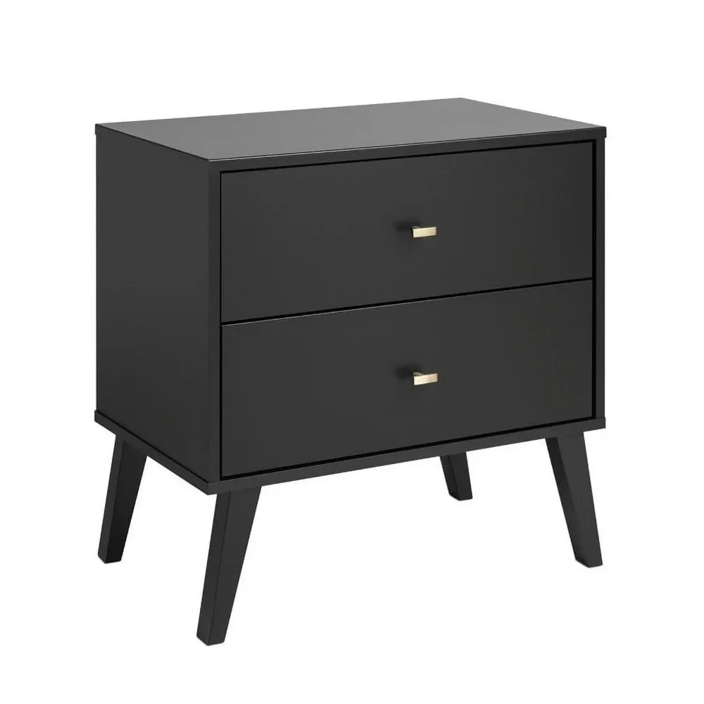 

Home Furniture Mid Century Modern 2-drawer Nightstand Bedside Cabinet Black Furniture for Room Night Table Bed Side Table Tables