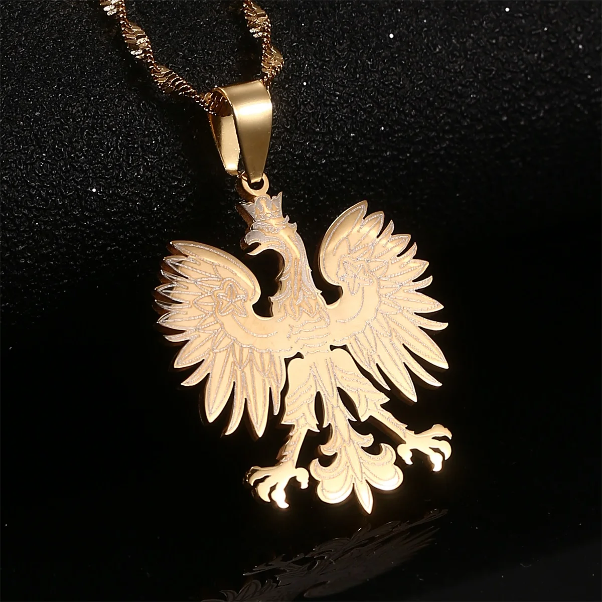 Polnische Adler-Kette Für Herren – Edelstahl Mit Wappen-Anhänger, 60 Cm