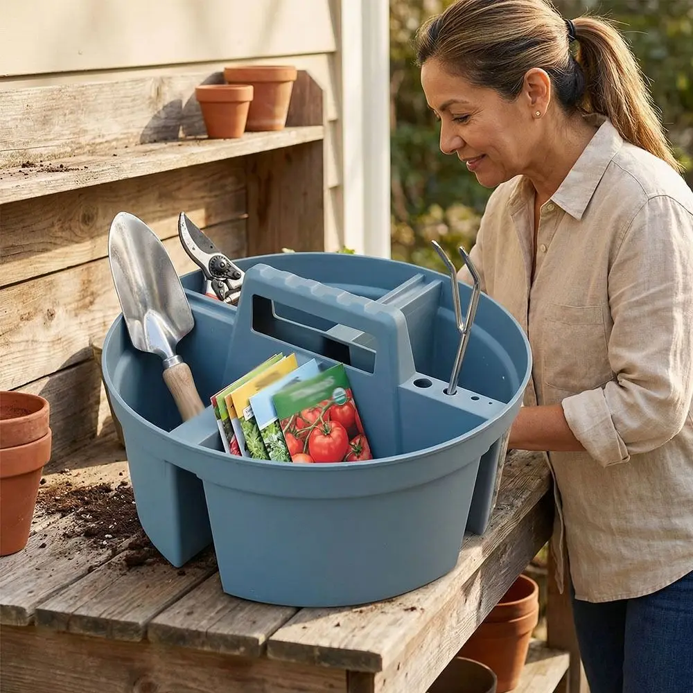 플라스틱 소재 분할형 상자 4칸 두꺼운 디자인 도구 상자 다중 칸막이 휴대용 원형 부품 상자