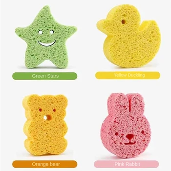 Natural Wood Pulp Sponge Cute Animal Children Kids Infants Shower Bath Toys Durable Healthy Sponge Scrubber Bathroom Accessories 6