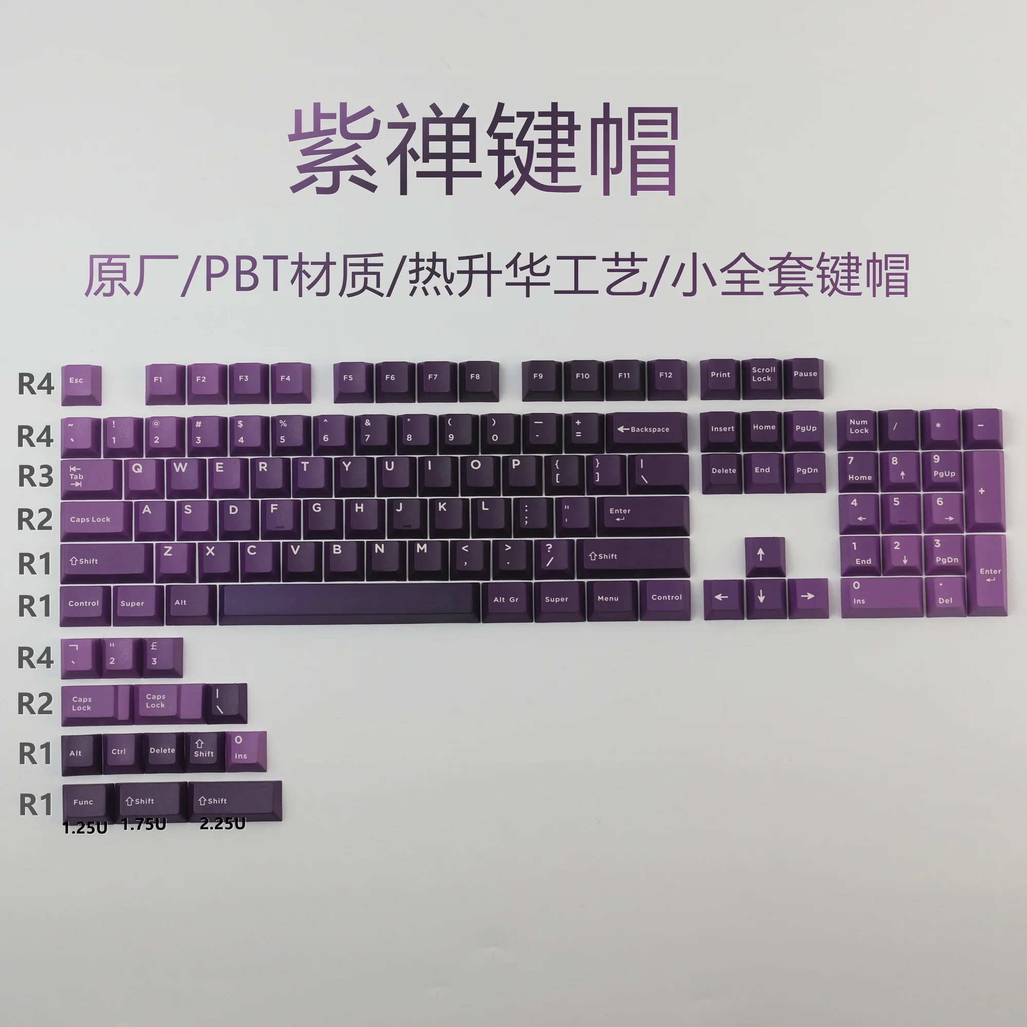 Keycaps Aurora Conjunto com Pbt Sublimação Perfil de Cereja Gradiente Chan Keycap Mestre Shift 1.75u Gk6 Gk64 Conjunto - Imagem 5