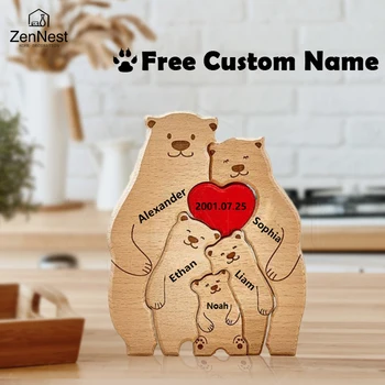 Orso Casa Puzzle in legno Decorazioni personalizzate personalizzate Scaldavivande Regalo di compleanno Puzzle artistico Nome Decorazioni per la casa Regalo di ringraziamento 1