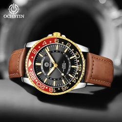 OCHSTIN Mens Watches Quartz Top Brand Luxury Fashion Leather Belts Business Sports Military Pilot Wristwatch Luminous Waterproof