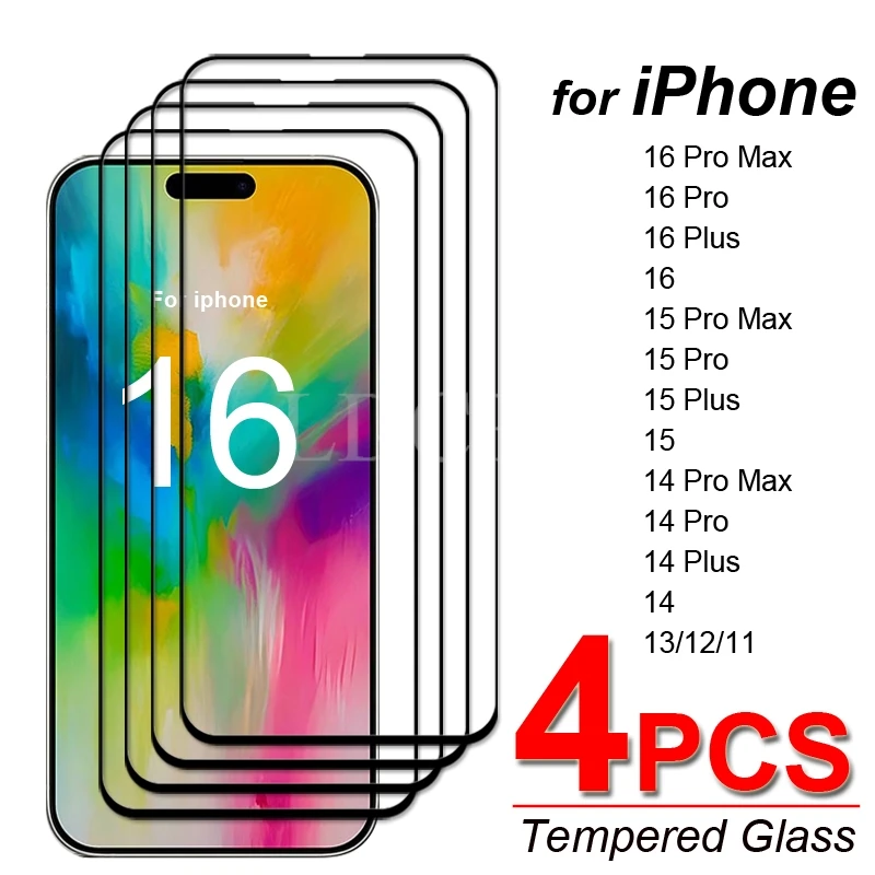 Premium Tempered Glass Screen Protector Set - Pack of 4, Ultra-Clear Film