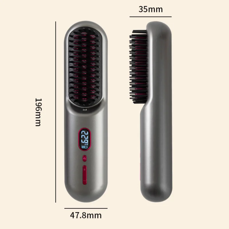 Household Wireless Portable Digital Negative Ion Straight Hair Comb TYPE-C Charging Roll Dual Purpose Straight Comb 6