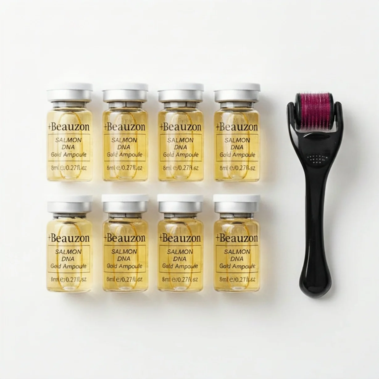 Salmon DNA Golden Ampoule Serum With 0.3mm Microneedling Roller For Face Care Skin Hydrating Soothing Moisturizing With - immagine 4