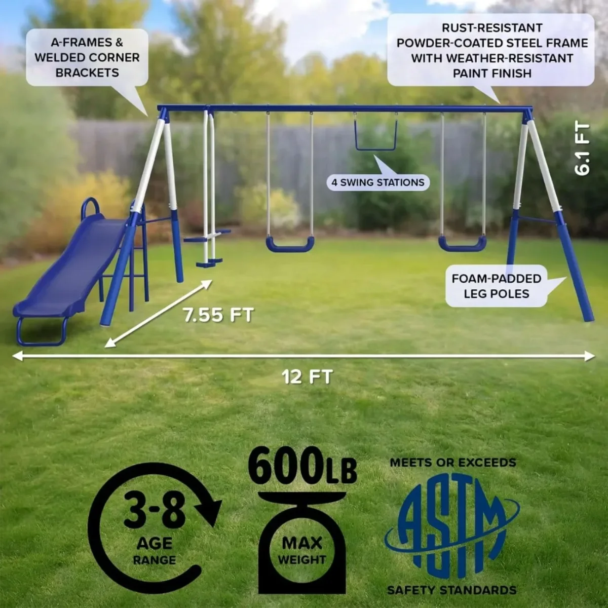 Heavy-Duty Backyard Kids Swing Set 2